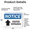 Signmission Visitor Entrance Up Arrow Sign, Vinyl Decal, 14in W x 10in L, 2PK OS-2PACK-NS-D-1014-L-18881 - alternate 2